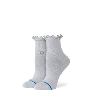 RUFFLE ICON QUARTER SOCKS - HEATHER GREY