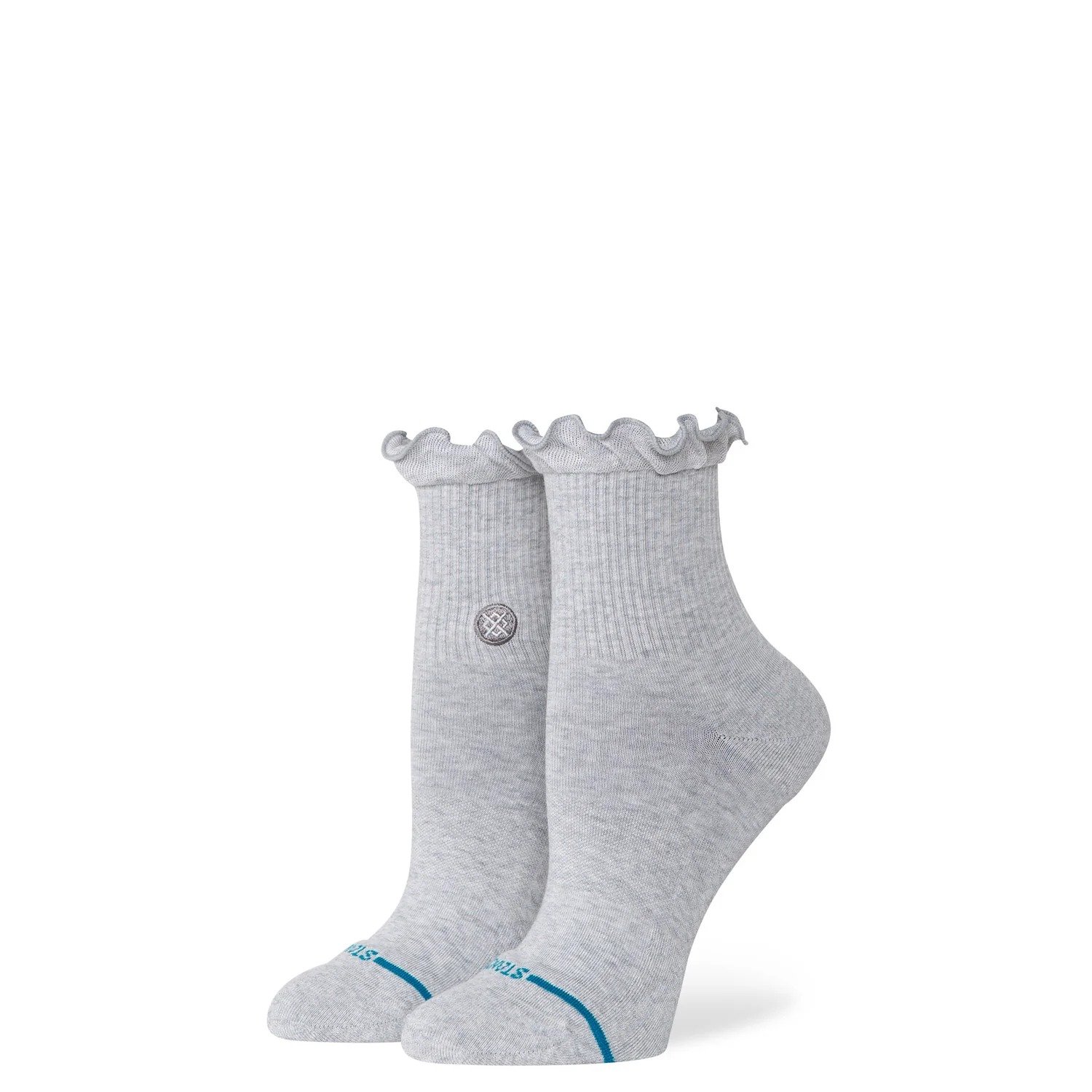 RUFFLE ICON QUARTER SOCKS - HEATHER GREY