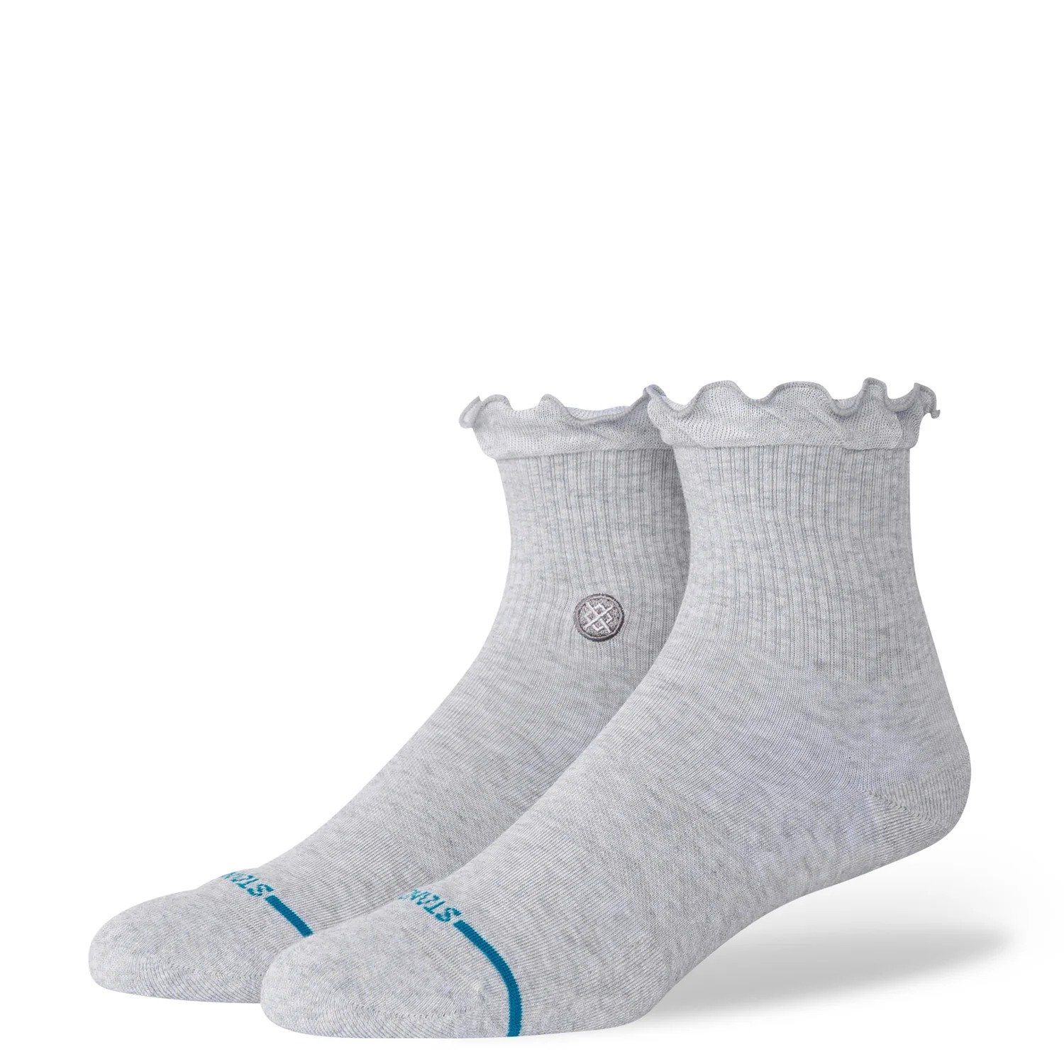 RUFFLE ICON QUARTER SOCKS - HEATHER GREY - Image 2